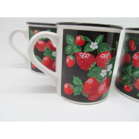 Strawberry Coffee Mugs Flowers Incorporated 3" Tall Set Of 4 - Picture 3 of 11